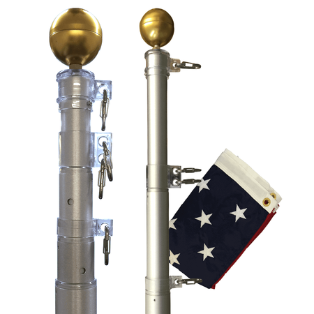 Global Flags Unlimited The Original Telescoping Flagpole 20' Silver 208415